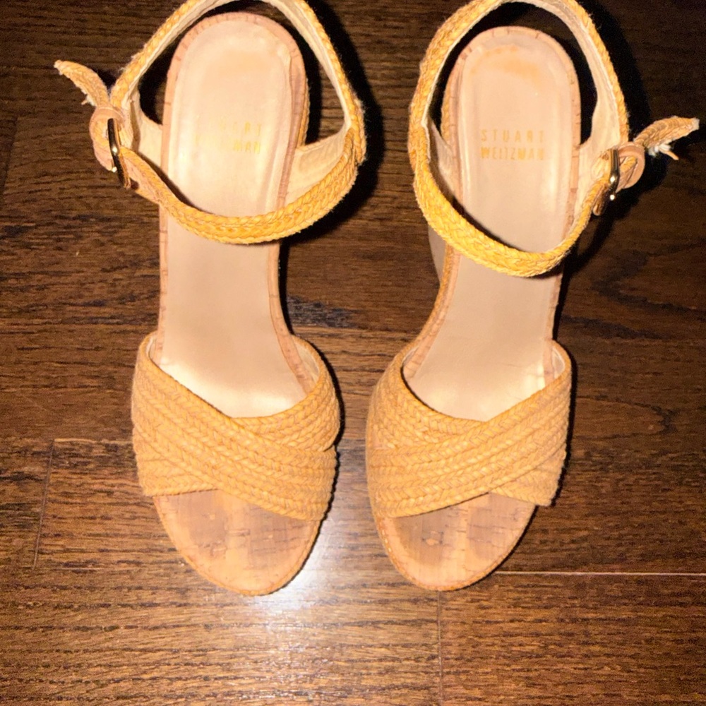 Stuart Weitzman Raffia Woven Wedges